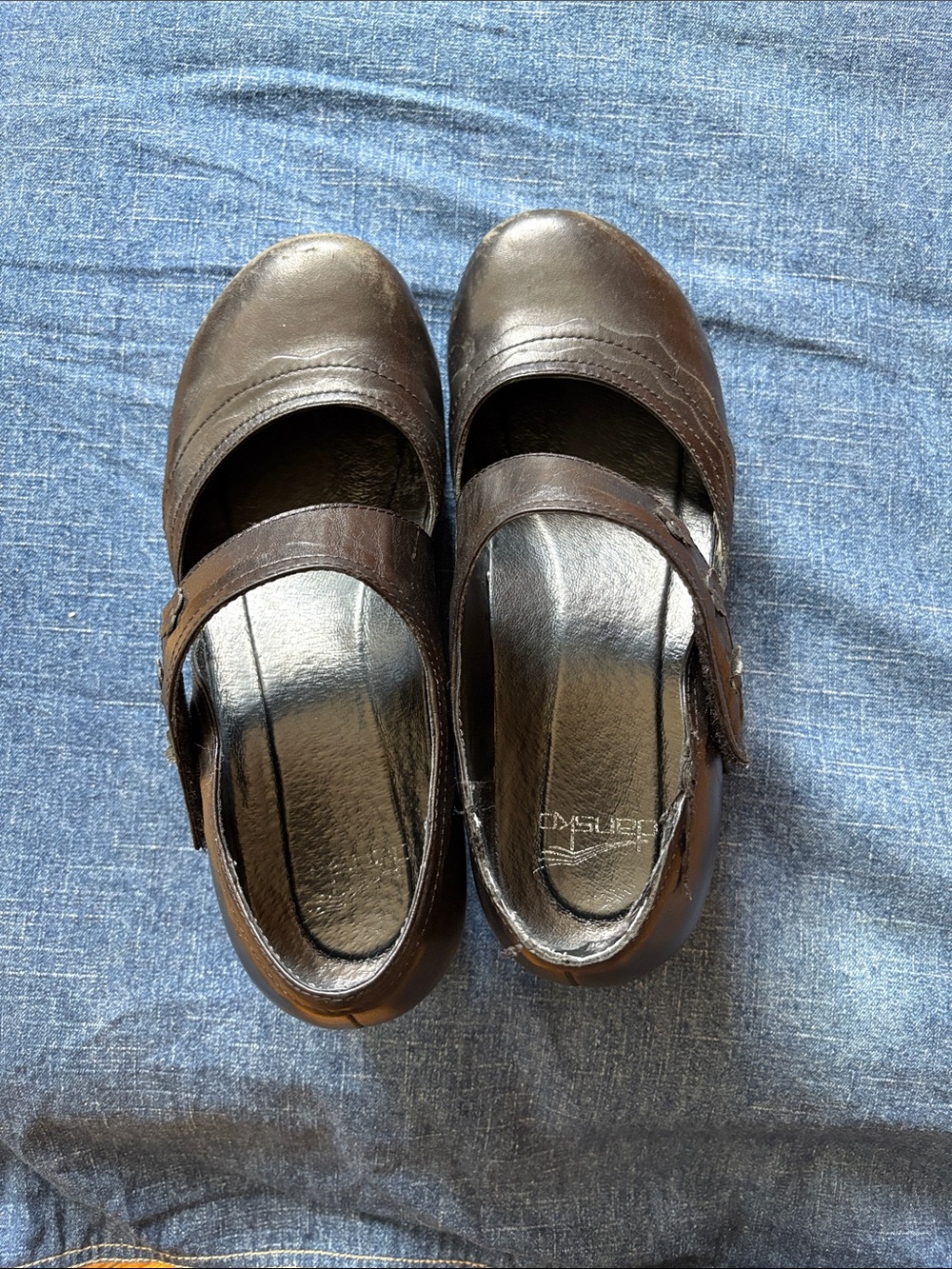 Dansko Women's Brown Leather Mary Jane Clogs
